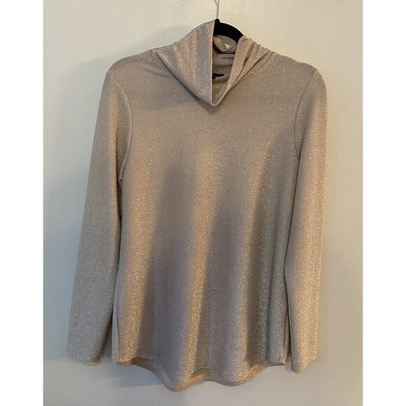 Karen Kane Tops - Karen Kane Turtleneck Womens Size Medium Long Sleeve Champagne Shimmer Tunic Top